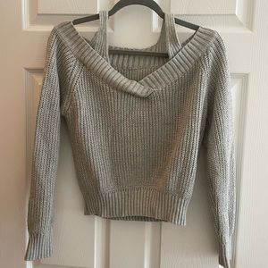 Small Grey Off The Shoulder Sweater